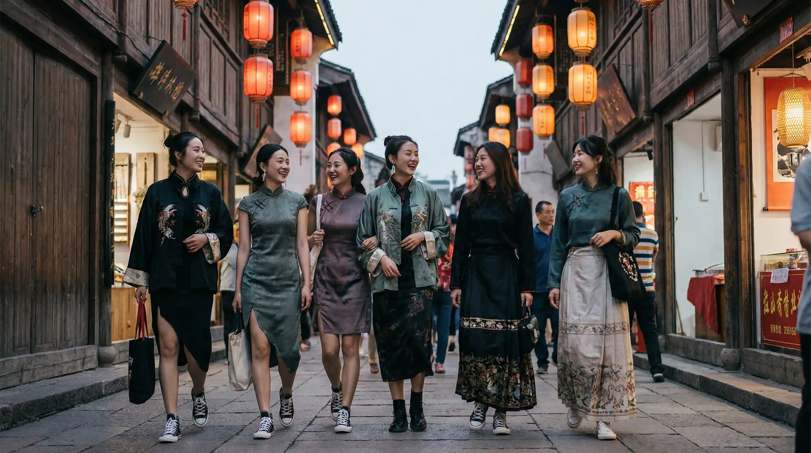 国产美女a片 新中式时尚穿搭街拍